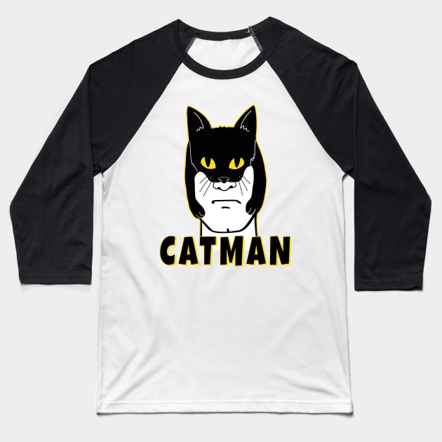 CatMan New Super Hero in Town Baseball T-Shirt by SusanaDesigns